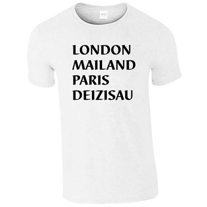 Weißes T-Shirt London, Mailand... für Herren.