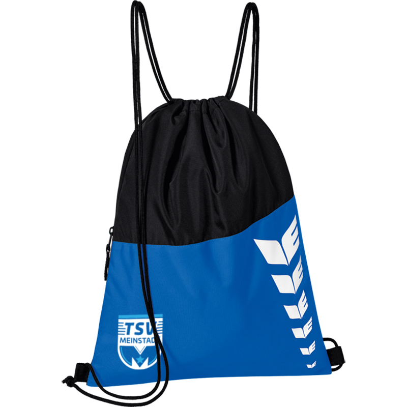 Erima Turnbeutel, blau/schwarz. Sportbeutel mit Logo.