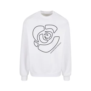 Weißer Jungen Oversize Hoodie mit Rosen-Logo.