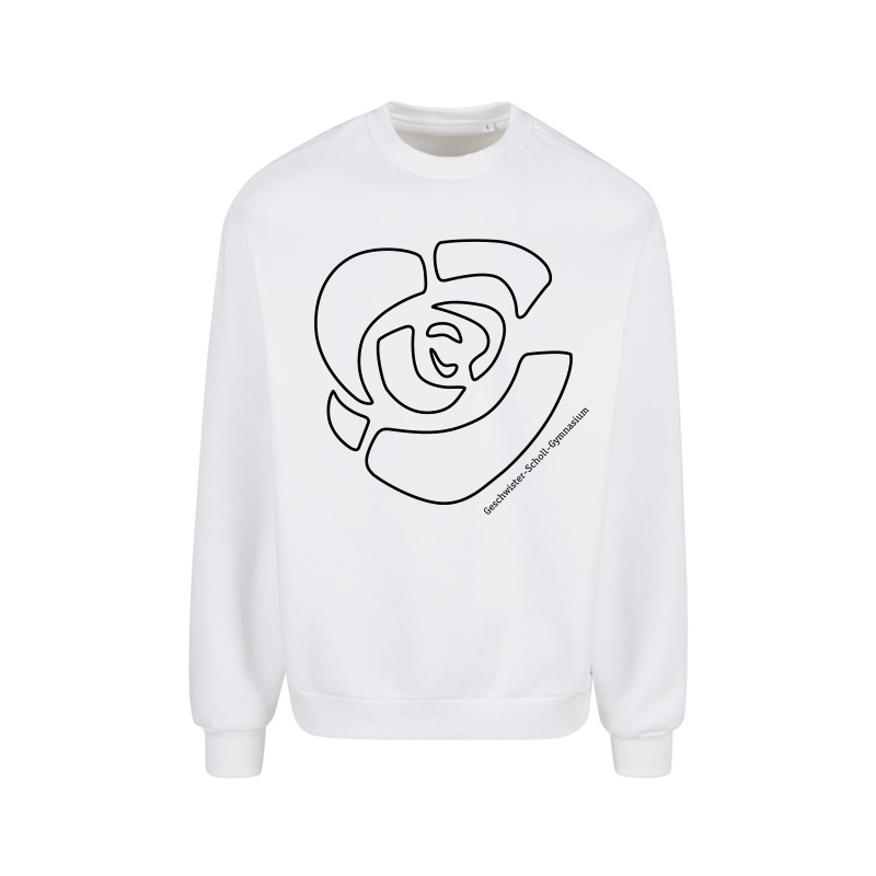 Weißer Jungen Oversize Hoodie mit Rosen-Logo.